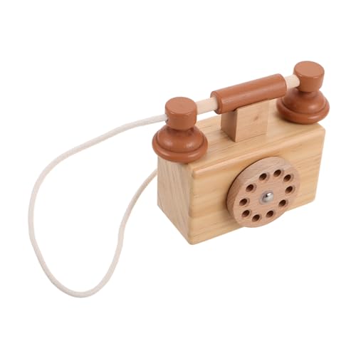 TOYANDONA Spielzeugtelefon Kabelmaschinengriff Für Neugeborene Klappbarer Spiegel Multifunktionales Stickgarn Retro-puppenhaus Cartoon- Kleinkindertelefone Mini Möbel Holz von TOYANDONA