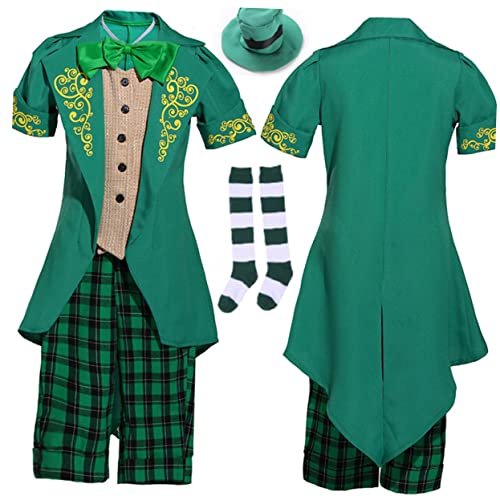 TOYANDONA St Patrick's Kostüm Kinderkleidung Kinderkleid Kinderkleid Halloween Kostüme Outfit Ausgefallene Kleidung Koboldhut Hosenanzug Halloween Kinderkostüm Koboldkostüm Grün von TOYANDONA