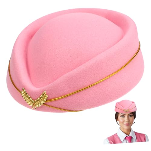 TOYANDONA Stewardess-Hut heißer Flugbegleiterhut Cosplay-Outfits Airline-Hut Neonhut Flugbegleiterin Hut Rollenspiel Hut Dekorativer Hut Zubehör für Flugbegleiter Imitation Monny Rosa von TOYANDONA