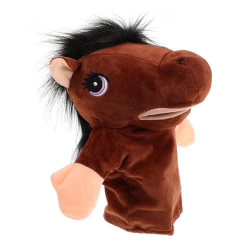 TOYANDONA Stofftier-handpuppe Stellen Sie Sich Vor, Sie Spielen Handpuppen Tierische Fingerpuppe Farmtier-Marionette Pferdepuppe Mit Beweglichem Maul Süße Pferdepuppe Light Brown Plüsch von TOYANDONA