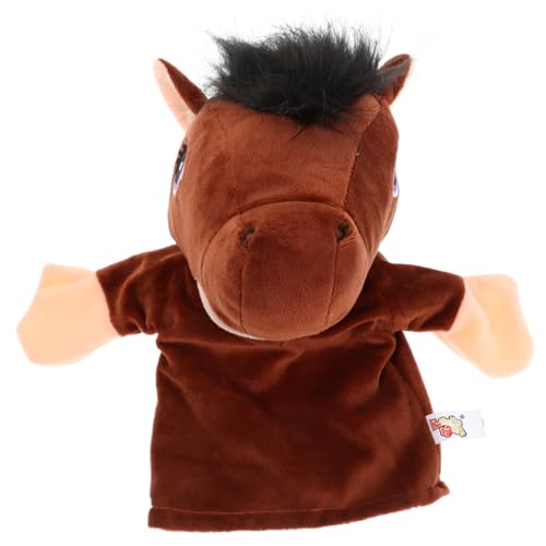 TOYANDONA Stofftier-handpuppe Tierpuppe Mit Beweglichem Mund Handpuppen Mit Beweglichem Mund Bauernhofpuppe Für Kinder Weihnachtshandpuppe Marionette Tierhand Light Brown Plüsch von TOYANDONA