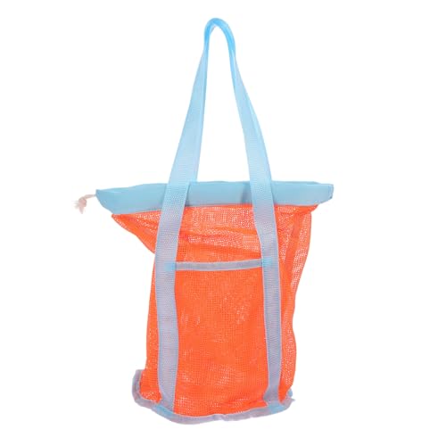 TOYANDONA Strandtasche Für Große Strandtasche Großer Strand Rucksack Mit Kordelzug Am Strand Leichte Strandtasche Bausatz Strandtasche Aus Mesh Für Zubehör Taschen Orange Nylon von TOYANDONA