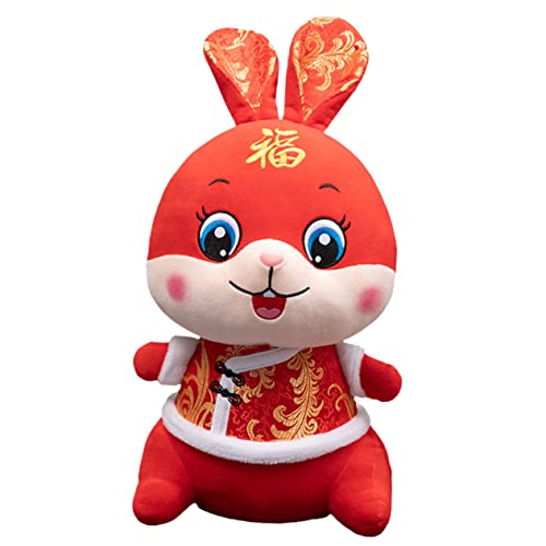 TOYANDONA Tang-Kostüm-Kaninchenpuppe Kuscheltier hasenfiguren für Hasen Rabbit Toys Hasen Bunny Plush Jahr der Hasenpuppe Couch-Kaninchen-Puppe PP Baumwolle rot von TOYANDONA