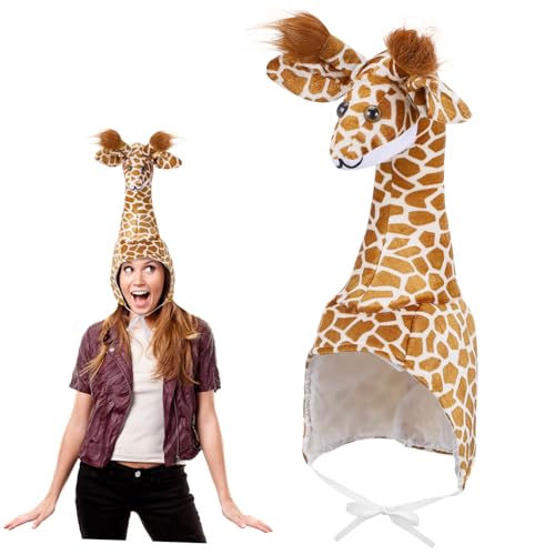 TOYANDONA Tiermütze Giraffe Für Erwachsene Interaktive Kostü Kappe Für Eltern Und Ideal Für Partys Und Aufführungen Lustige Tiermütze Für Die Ganze Familie von TOYANDONA