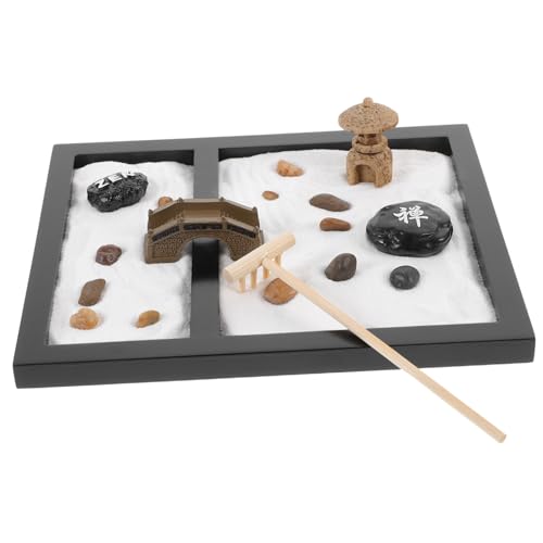 TOYANDONA Tischdekoration aus Sand meditations meditieren Geschenkidee relaxan Ideas serenety Office Decoration Serenity die heiterkeit steinkopf Miniaturlandschaft mit Sand Black von TOYANDONA