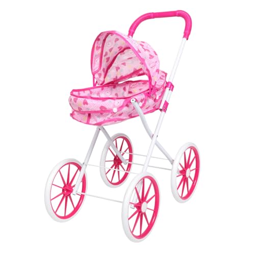 TOYANDONA Trolley- großer puppenwagen Kinderwagen Regenschirm Kinderwagen Mini-Puppenwagen Kinderwagenspielzeug Puppenwagen Oxford-Stoff Rosa von TOYANDONA