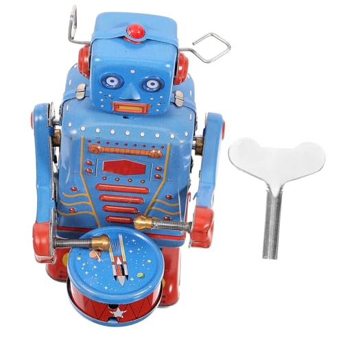 TOYANDONA Aufziehspielzeug Drumming Robot Vintage Blechspielzeug Nostalgisches Kindheitsspielzeug Mechanischer Roboter Mit Trommel Kreatives Für Sammler Und von TOYANDONA