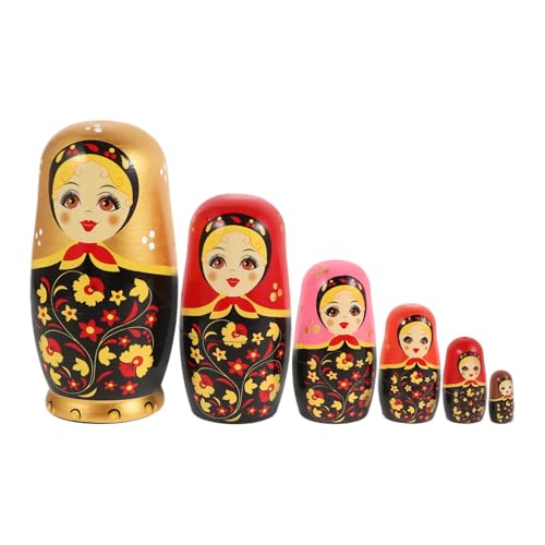 TOYANDONA Weihnachten Russische Matroschka-Puppen Aus Holz Stapelspielzeug 6Er-Set Hölzerne Matroschka-Puppen Für Kinder Erwachsene Weihnachten Halloween Heimdekoration von TOYANDONA