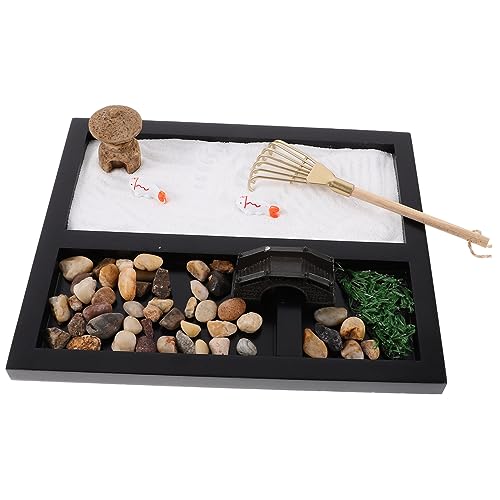 TOYANDONA Zen Garten Sandgartenzubehör Tischdekoration Miniaturlandschaft Mit Sand Mini-zengarten Zen-gartentablett Tischmeditations-zengarten Sandkasten Für Den Desktop Black von TOYANDONA