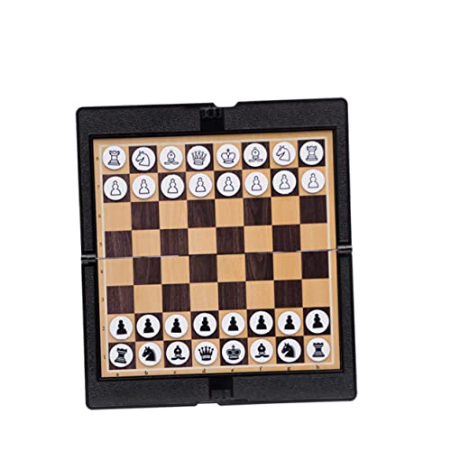 TOYANDONA magnetische Dame Ludo Schach Spiele Bretter Schach-Geldbörse Planke Schachbrett-Geldbörse Klappbares Reisespiel tragbar Backgammon Kette Internationale Dame Black von TOYANDONA