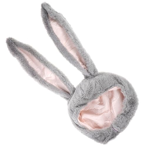 TOYANDONA tierischer Hut bunny balaclava Tiermütze mit beweglichen Ohren Tiermütze für Fotoshootings Cosplay Tierohren aufblasbares Kostüm für Erwachsene Ruffy Hasenmütze Kaninchenmütze Grey von TOYANDONA