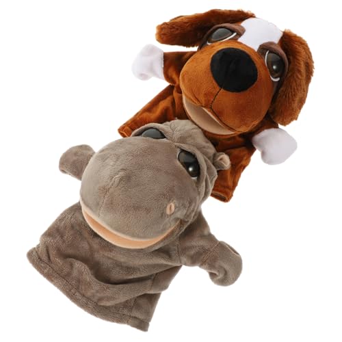 TOYANDONA üsch Tier Handpuppen Interaktive Geschichtenerzähler Handspielzeug Für Kuscheltier Handpuppen Hippopotamus & Hund Ideal Für Kreatives Und Eltern Kind Interaktion von TOYANDONA