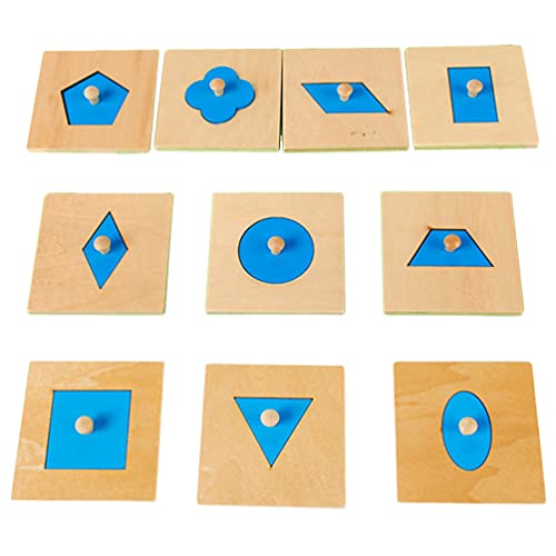 TOYANDONA 10-teiliges Montessori-Puzzle-Form, Jumbo-Knopf aus Holz, geometrische Form, Puzzle, Bildung, Vorschule, Lernmaterial, Sortiermaschine von TOYANDONA