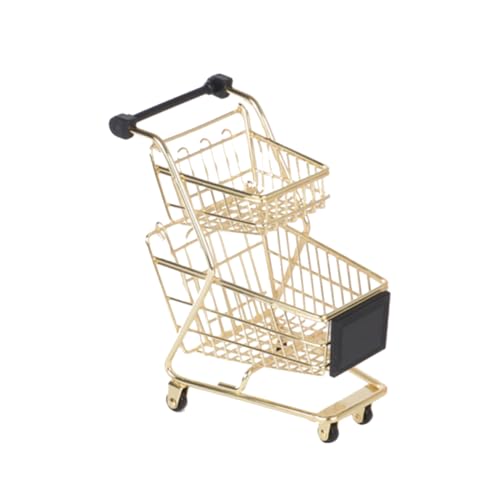 Trolley-Spielset Kindertrolley Kinder schubkarre Buggies babywagen lauflernwagen puppenwagen Spielzeug Mini-Einkaufswagen Spielwagen vortäuschen Rollenspielwagen Golden TOYANDONA von TOYANDONA