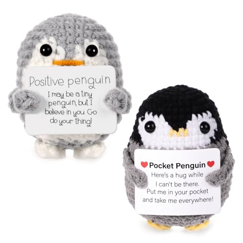 TOYMIS 2stk Gehäkelter Pinguin, Lustiger Positiver Pinguin Häkel Pinguin Gestricktes Stofftier Emotionale Unterstützung Häkeln für Partydekoration Ermutigungsgeschenk von TOYMIS