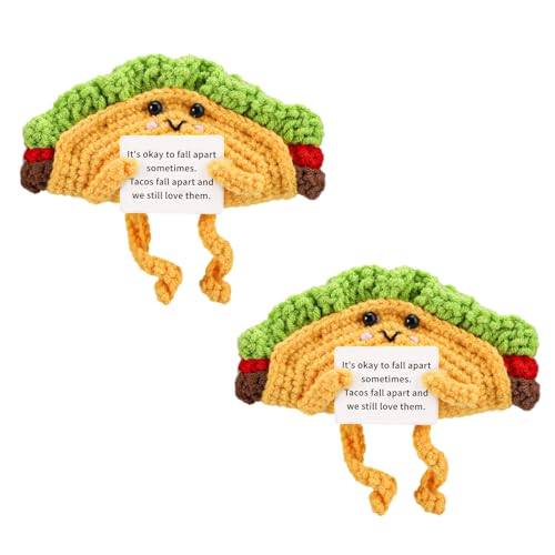 TOYMIS 2stk Positiver Taco, Emotionale Unterstützung Häkel Gehäkelter Taco Positiv Essen Häkeln Positive Häkel Set für Paare Freunde Ermutigendes Geschenk Zuhause Büro Auto Dekor von TOYMIS