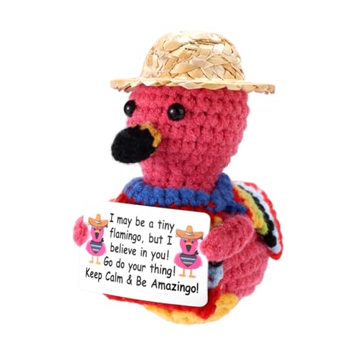 TOYMIS Flamingo Häkeln, Handgemachte Gehäkelte Positiver Flamingo Puppe Süßes Stricktier Trägt Strohhut mit Aufmunternder Karte für Frauen und Männer Schreibtischdekoration TOYMIS Flamingo Häkeln, Handgemachte Gehäkelte Positiver Flamingo Puppe Süßes Stricktier Trägt Strohhut mit Aufmunternder Karte für Frauen und Männer Schreibtischdekoration von TOYMIS
