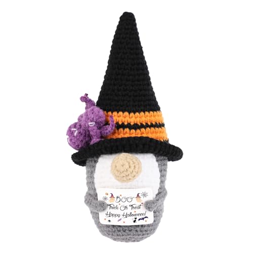 TOYMIS GNOME Häkeln, Positiver Gnom Halloween Deko Puppe Gnom mit Spinnenzauberermütze Häkeln GNOME Häkeln für Halloween-Party-Dekoration und als Gastgeschenk von TOYMIS