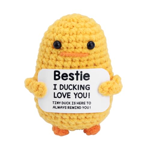 TOYMIS Geburtstagsgeschenk, Ich Liebe Dich Bestie Lustige Positive Ente Inspirierende Gestrickte Handgefertigt Puppe für Weihnachts- Geburtstags- Deck Dekoration Kleine Weihnachtsstrumpffüller von TOYMIS