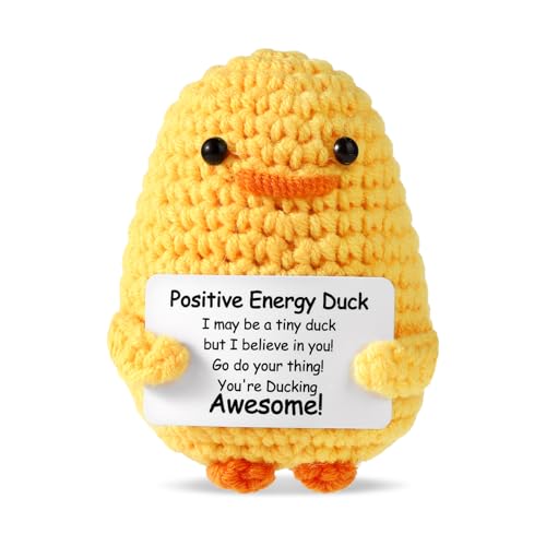 TOYMIS Gehäkelte Ente, Positive Ente Häkelenten Positive Gestrickte Mini-Puppe Positive Emotionale Unterstützung Häkeln Sprüche Gestrickte Tiere für Inspirierende Geschenke Party-Dekoration von TOYMIS