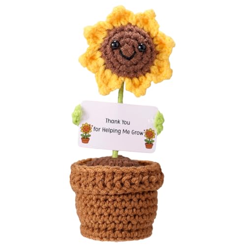 TOYMIS Lustige Positive Sonnenblume, Süße Gestrickte Sonnenblumenpuppe mit Ermutigungskarte Handgefertigtes Häkelspielzeug für Büro Schreibtisch Auto-Dekor TOYMIS Lustige Positive Sonnenblume, Süße Gestrickte Sonnenblumenpuppe mit Ermutigungskarte Handgefertigtes Häkelspielzeug für Büro Schreibtisch Auto-Dekor von TOYMIS