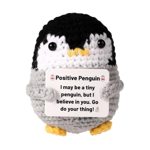 TOYMIS Lustiger Positiver Pinguin, Positiver Pinguin Gehäkelter Pinguin Emotionale Unterstützung Häkeln Positive Häkeltiere für Partydekoration Ermutigungsgeschenk von TOYMIS