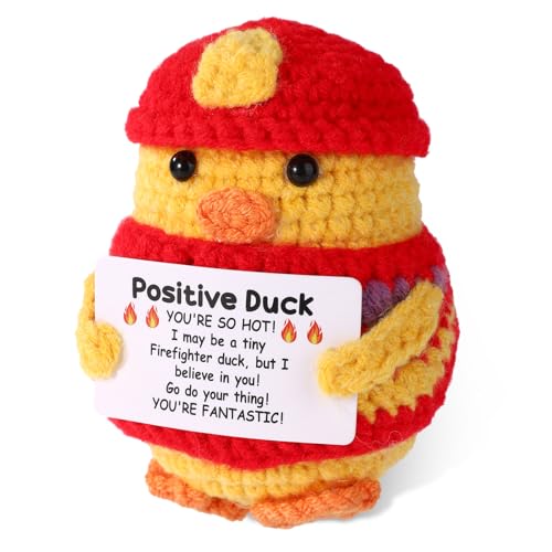 TOYMIS Positive Ente, 8cm Feuerwehrmann-Thema Handgemachte Positive Unterstützung Puppe Lustige Gehäkelte Ente mit Inspirierender Karte Emotionale Geschenkdekoration TOYMIS Positive Ente, 8cm Feuerwehrmann-Thema Handgemachte Positive Unterstützung Puppe Lustige Gehäkelte Ente mit Inspirierender Karte Emotionale Geschenkdekoration von TOYMIS