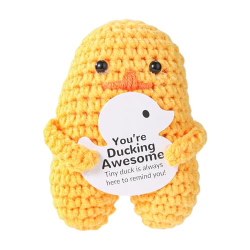 TOYMIS Positive Ente Gehäkelte, Stehende Emotionalen Unterstützung Ente You Are Ducking Awesome Positives Tier Häkeln für Inspirierendes Geschenk Zuhause Büro Dekoration Festliches Geschenk von TOYMIS