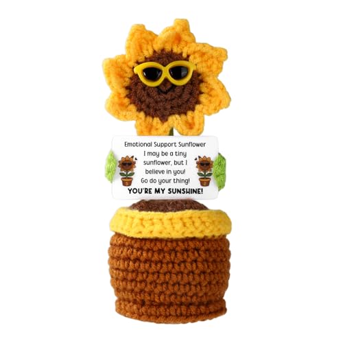 TOYMIS Positive Gestrickte Sonnenblume, Handgemachte Positive Puppe Gehäkelt Süßes Gehäkeltes Sonnenblumenspielzeug mit Sonnenbrille und Karte TOYMIS Positive Gestrickte Sonnenblume, Handgemachte Positive Puppe Gehäkelt Süßes Gehäkeltes Sonnenblumenspielzeug mit Sonnenbrille und Karte von TOYMIS