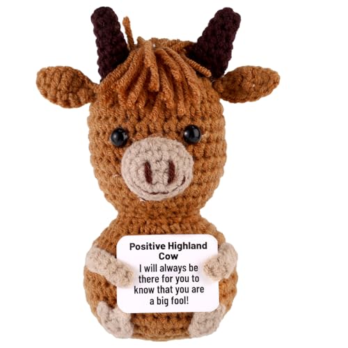 TOYMIS Positive Hochlandkuh, 11cm Lustige Handgestrickte Häkelpuppe Emotionales Tier mit Positiver Karte Inspirierendes Geschenk für Zuhause den Schreibtisch die Geburtstagsparty die Dekoration TOYMIS Positive Hochlandkuh, 11cm Lustige Handgestrickte Häkelpuppe Emotionales Tier mit Positiver Karte Inspirierendes Geschenk für Zuhause den Schreibtisch die Geburtstagsparty die Dekoration von TOYMIS