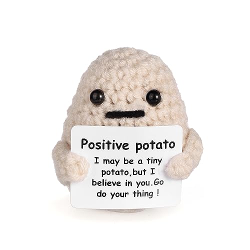 TOYMIS Positive Kartoffel, 5cm Lustige Positive Kartoffel Niedlich Kreativ Gestrickte Positive Kartoffel Interessant Wollkartoffelpuppe für Partydekorationen Geburtstagsermutigung (Weiß) von TOYMIS