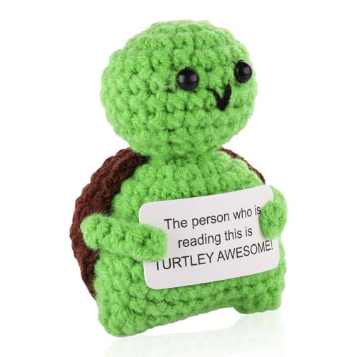 TOYMIS Positive Schildkröte, Gehäkelte Schildkröte Mini Meeresschildkröte mit Ermutigungskarte Gestrickte Wollpuppe Positive Häkeltiere als Motivierende Geschenk Partydekoration von TOYMIS