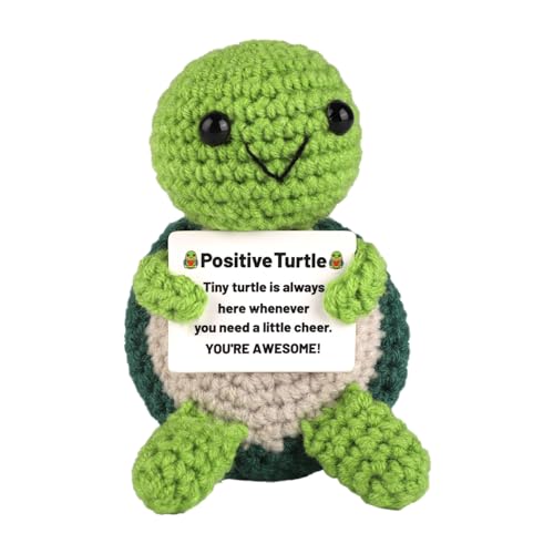 TOYMIS Positive Schildkröte, Mini Strick Schildkröte Schildkröte Gehäkelt Positive Häkeltiere Strickpuppe Positiv Häkel Schildkröte als Motivationsgeschenk Partydekoration(Grün) von TOYMIS