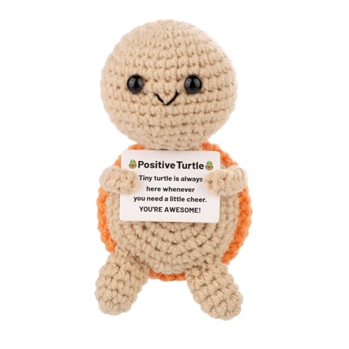 TOYMIS Positive Schildkröte, Mini Strick Schildkröte Schildkröte Gehäkelt Positive Häkeltiere Strickpuppe Positiv Häkel Schildkröte als Motivationsgeschenk Partydekoration(Orange) von TOYMIS