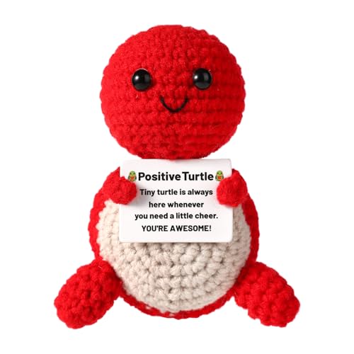 TOYMIS Positive Schildkröte, Mini Strick Schildkröte Schildkröte Gehäkelt Positive Häkeltiere Strickpuppe Positiv Häkel Schildkröte als Motivationsgeschenk Partydekoration(Rot) von TOYMIS