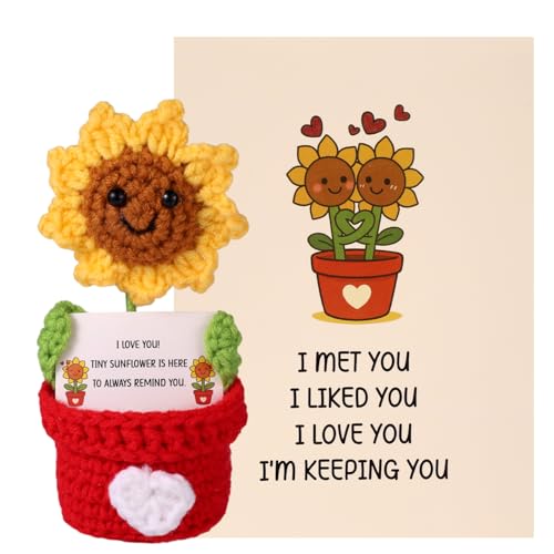 TOYMIS Positive Sonnenblumenpuppe, Handgemachte Gehäkelte Sonnenblume mit Positiver Karte Süße Gestrickte Blumenpuppe für Familie Freunde Kollegen TOYMIS Positive Sonnenblumenpuppe, Handgemachte Gehäkelte Sonnenblume mit Positiver Karte Süße Gestrickte Blumenpuppe für Familie Freunde Kollegen von TOYMIS