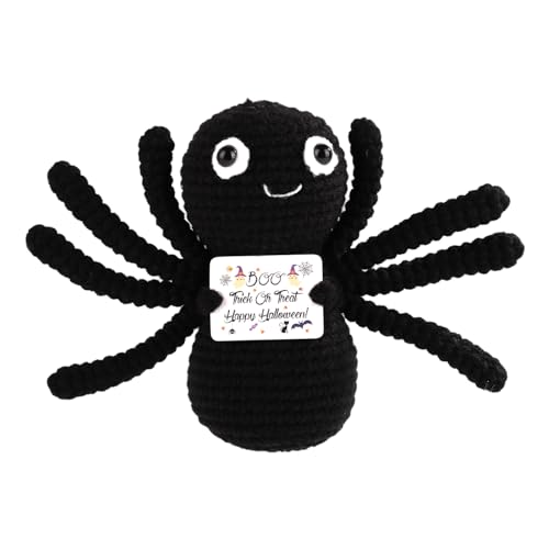 TOYMIS Positive Spinne, Gestrickte Spinne Häkeln für Halloween Positive Sprüche Gestrickte Tiere Emotionale Unterstützung Häkeln für Halloween-Party-Dekoration und Geschenk von TOYMIS