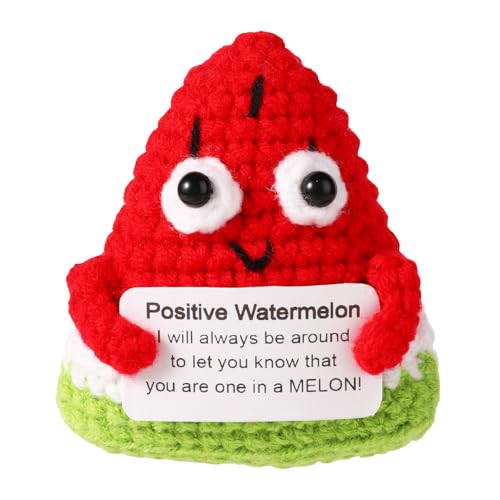 TOYMIS Positive Wassermelone, 7,2x6,3cm Gestrickte Puppen Lustige Gestrickte Wassermelone Gehäkelte Frucht zur Emotionalen Unterstützung Inspirierende Geschenke für Mann und Frau von TOYMIS