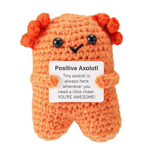 TOYMIS Positiver Axolotl, Kreative Stehende Emotionalen Unterstützung Gehäkeltes Tier für Aufmunterndes Geschenk Zuhause Büro Dekoration Schulabschluss Festliches Geschenk(Orange) von TOYMIS