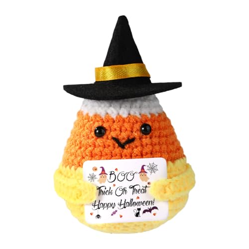 TOYMIS Positiver Candy Corn, Entzückender Handgemachter Gestrickter Candy Corn mit Hexenhut Lustige Halloween-Puppe zur Positiven Unterstützung für Halloween-Partygeschenk Heimdekoration TOYMIS Positiver Candy Corn, Entzückender Handgemachter Gestrickter Candy Corn mit Hexenhut Lustige Halloween-Puppe zur Positiven Unterstützung für Halloween-Partygeschenk Heimdekoration von TOYMIS