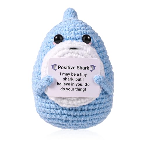 TOYMIS Positiver Hai, Gehäkelter Hai Positive Gestrickte Mini-Puppe Häkelpuppe Emotionale Unterstützung Emotionales Geschenk für Inspirierende Häkelgeschenke Partydekoration von TOYMIS