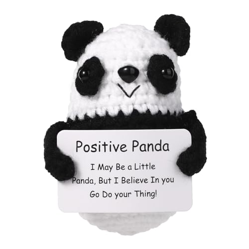 TOYMIS Positiver Panda, Gehäkelter Pandabär Panda zur Emotionalen Unterstützung Positive Strickpuppe Emotionales Unterstützungsgeschenk für Freunde und Familie von TOYMIS