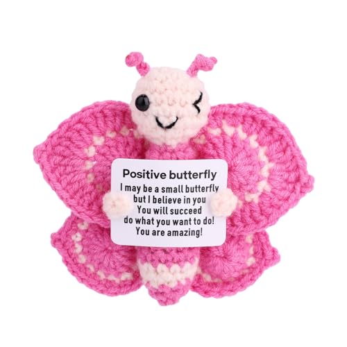 TOYMIS Positiver Schmetterling Gehäkelt, Handgefertigter Mini Schmetterlingsplüsch mit Inspirierender Karte Süße Rosa Positive Puppe für Frauen Freunde Kollegen Motivierendes Geschenk TOYMIS Positiver Schmetterling Gehäkelt, Handgefertigter Mini Schmetterlingsplüsch mit Inspirierender Karte Süße Rosa Positive Puppe für Frauen Freunde Kollegen Motivierendes Geschenk von TOYMIS