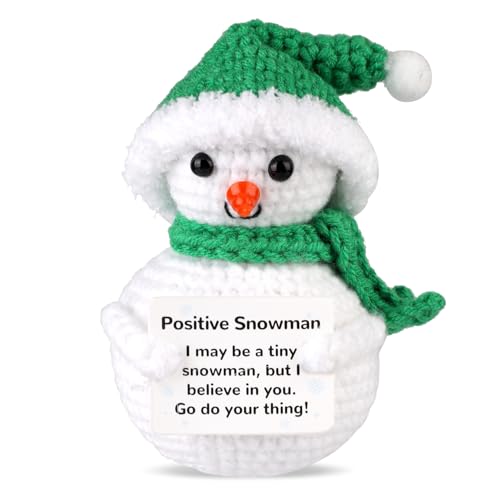 TOYMIS Positiver Schneemann, Positive Weihnachtshäkeln Gehäkelter Schneemann Weihnachtsdeko Häkelpuppe Emotionale Unterstützung für Winterdekoration Ermutigungsgeschenk(Grün) von TOYMIS