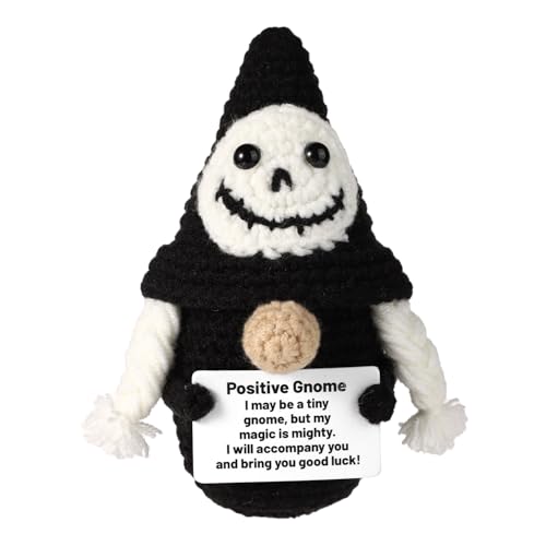 TOYMIS Positiver Skelett-GNOME, Positiver GNOME Häkeln Skelett-GNOME Gehäkelt Häkeln für Halloween Emotionale Unterstützung Häkeln Halloween Deko Puppe für Halloween-Party-Dekor Aufmunterungsgeschenk von TOYMIS