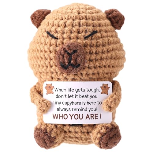 TOYMIS Positives Capybara Häkeln, 9x7x7cm Handarbeit Gestricktes Capybara mit Ermutigungskarte Emotionale Unterstützung Gehäkelte Tiere für Freunde und Familie TOYMIS Positives Capybara Häkeln, 9x7x7cm Handarbeit Gestricktes Capybara mit Ermutigungskarte Emotionale Unterstützung Gehäkelte Tiere für Freunde und Familie von TOYMIS