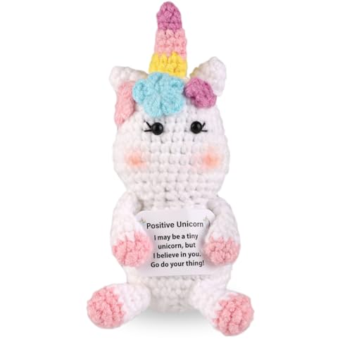 TOYMIS Positives Einhorn, Einhorn Häkeln Geschenk zum Motivieren Positives Häkeltier Emotionale Unterstützung Häkeln als Motivierendes Geschenk Partydekoration von TOYMIS