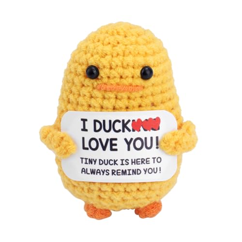 TOYMIS Valentinstagsgeschenk für Sie und Ihn, Ich Liebe Dich Lustige Häkelente Positive Ente Gestrickte Ente Handgemachte Kleine Süße Puppe Enten Geschenke für Freund Freundin Geburtstag Jahrestag von TOYMIS