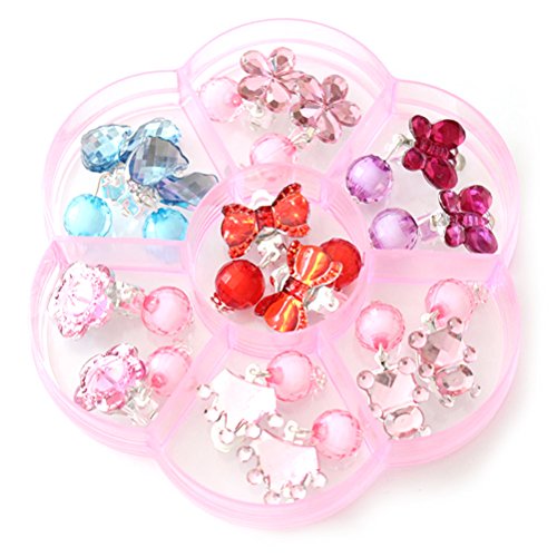 TOYMYTOY Mädchen Ohrringe Box Set Clip-on Schmuck Kinder Zubehör Geburtstagsgeschenk, 7 Paar von TOYMYTOY