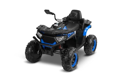 TOYZ Battery Vehicle Quad GIGANT - LED - Multimedia Panel mit Bluetooth und USB - 4X 45W Motor - Für Kinder von 3-8 Jahren - Automatische Bremse 116x75x80 cm - Blau von TOYZ by CARETERO